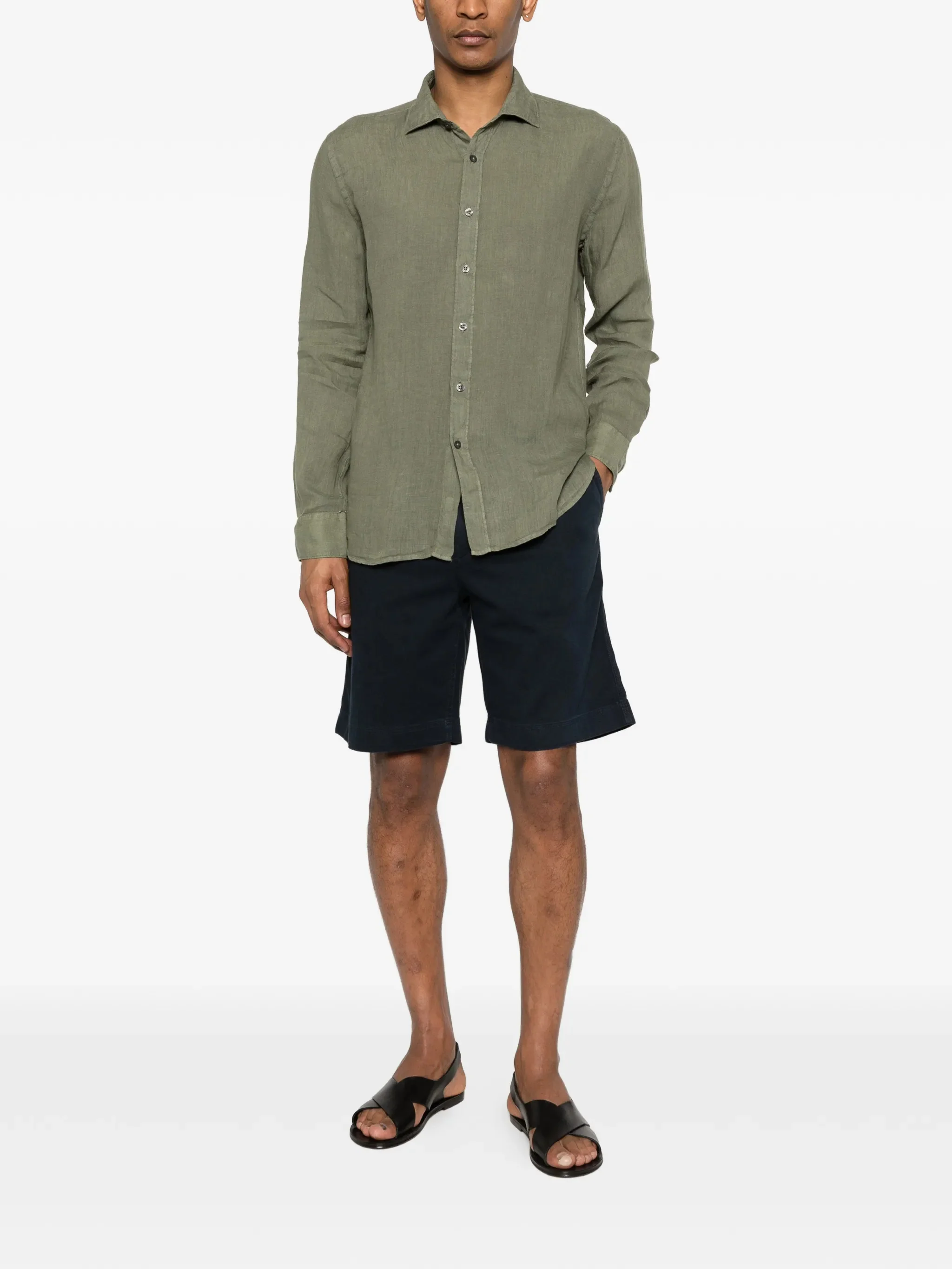 120% Lino Classic 100% Linen Slim-Fit Long-Sleeve Shirt for Men - Image 2