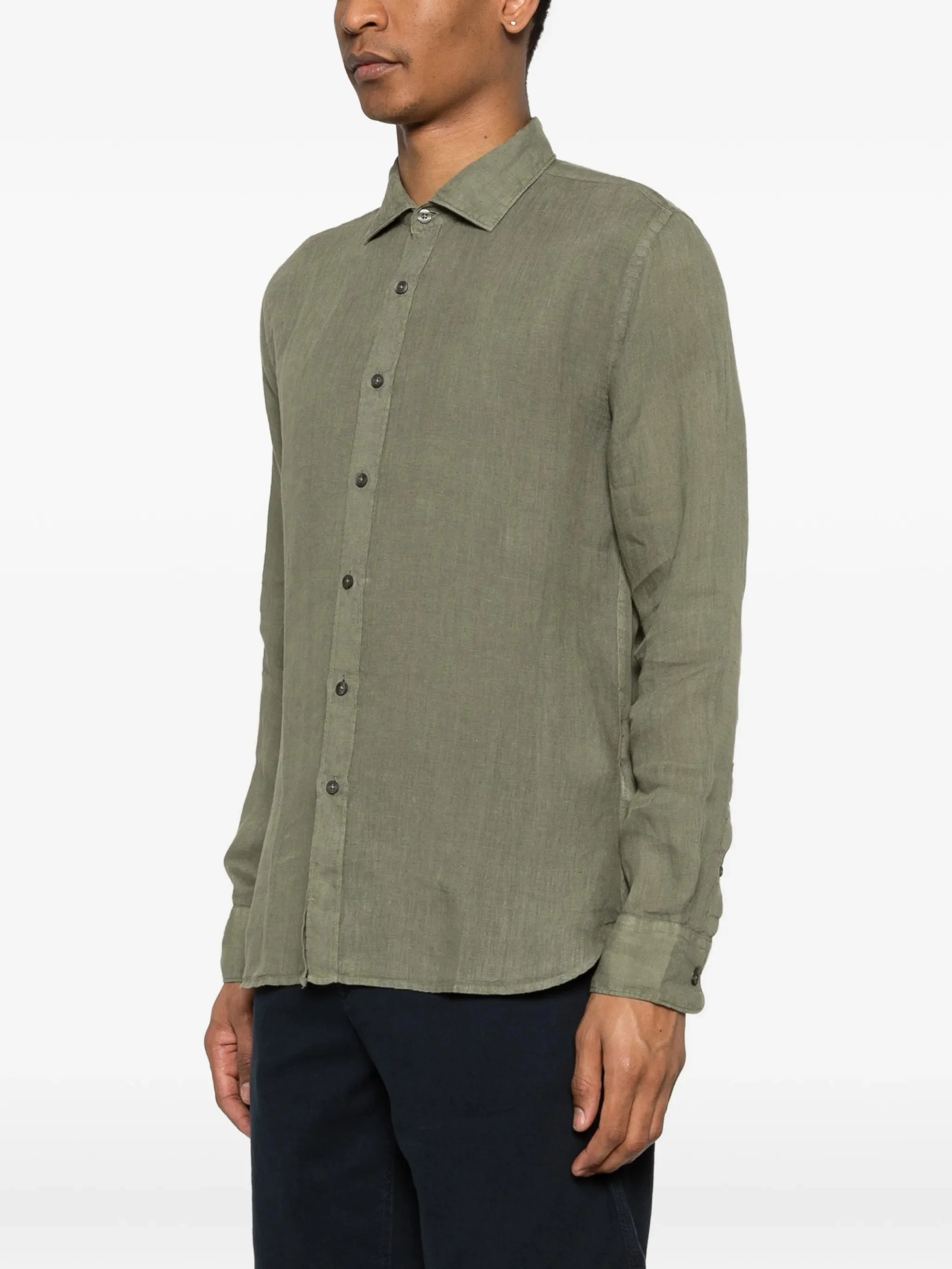 120% Lino Classic 100% Linen Slim-Fit Long-Sleeve Shirt for Men - Image 3
