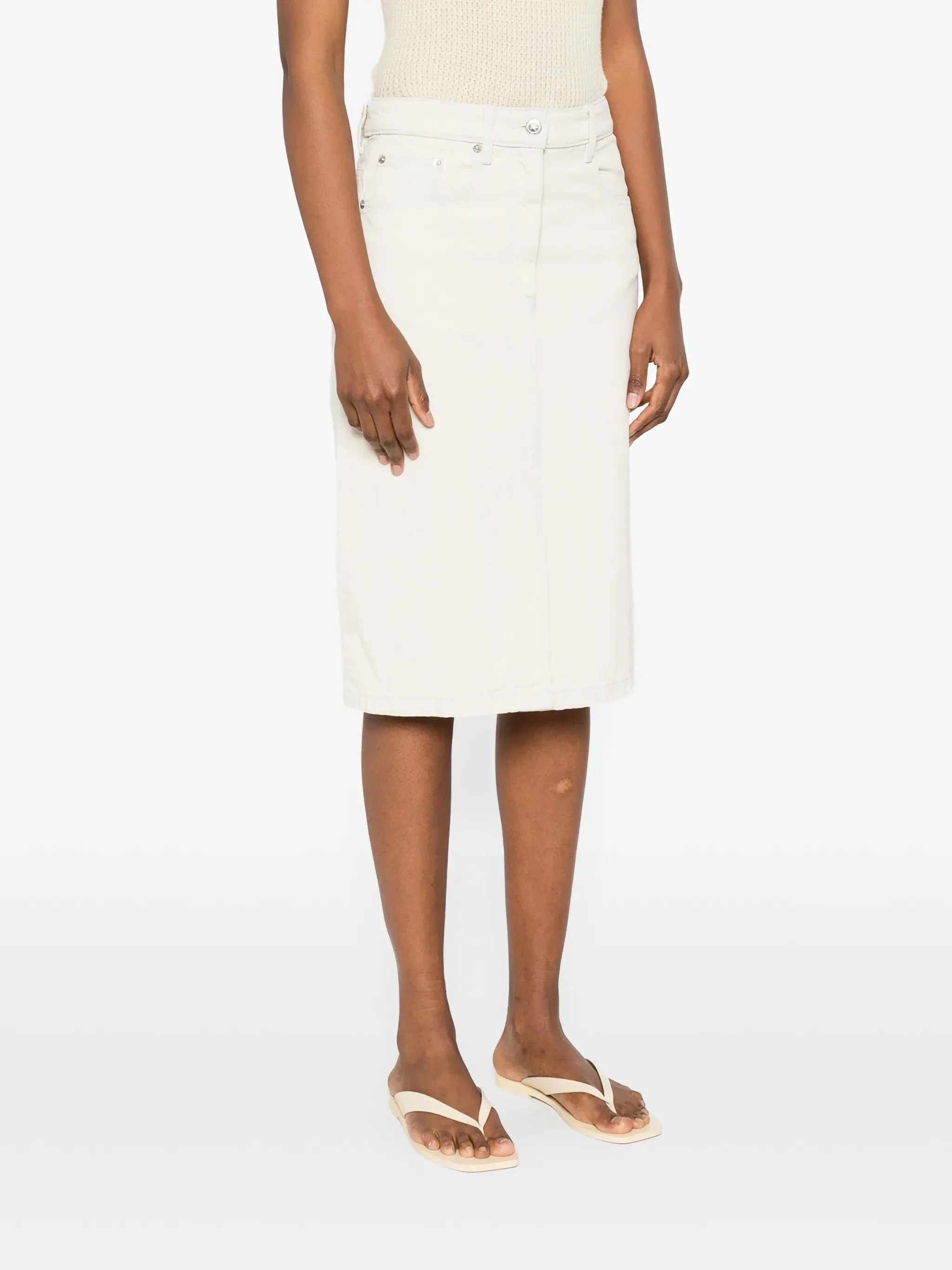 A.p.c. Cotton Denim Skirt with Front Button and Zip Closure, Belt Loops, Five-Pocket Design (Size 36) - Image 3