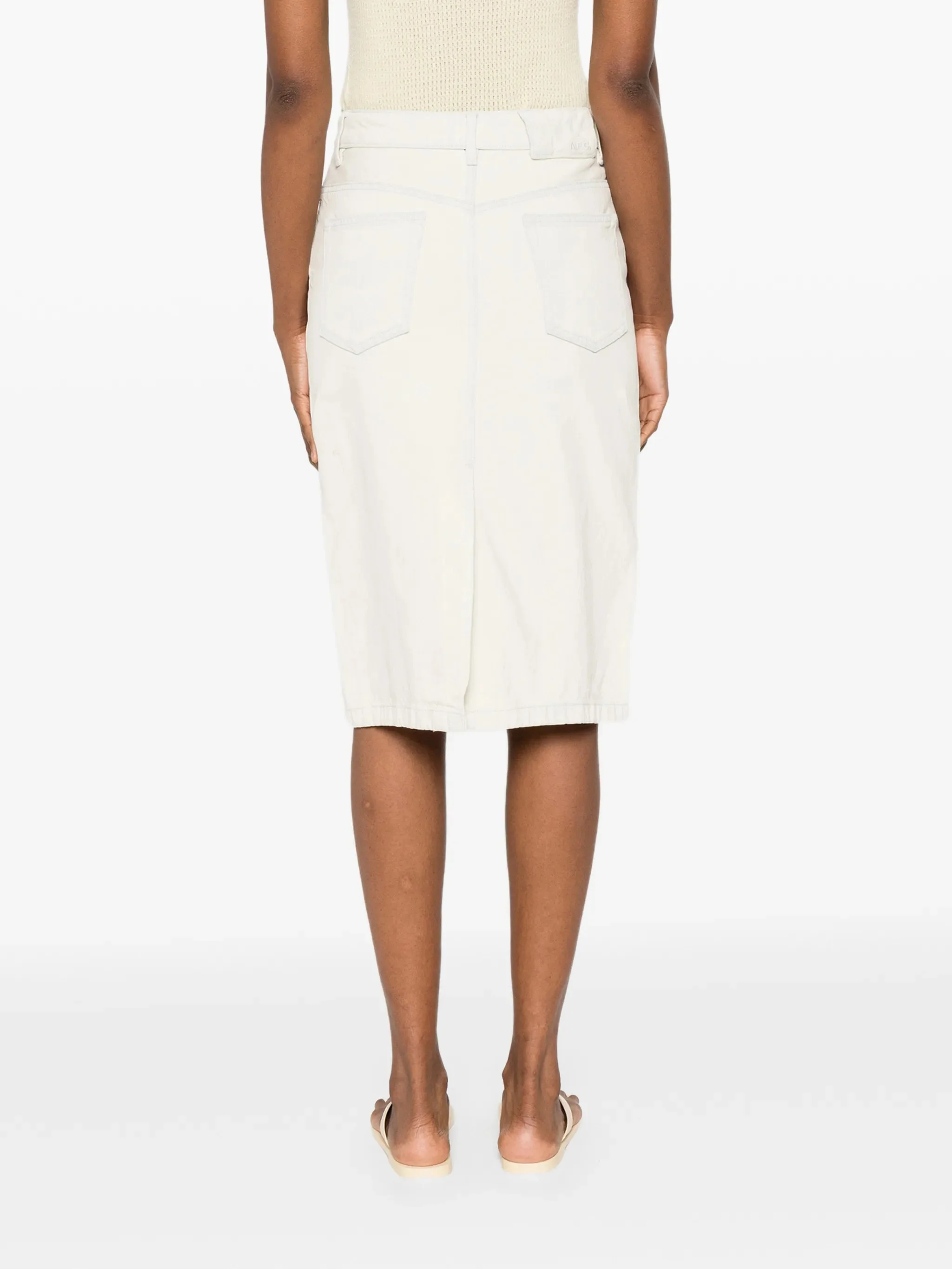 A.p.c. Cotton Denim Skirt with Front Button and Zip Closure, Belt Loops, Five-Pocket Design (Size 36) - Image 4