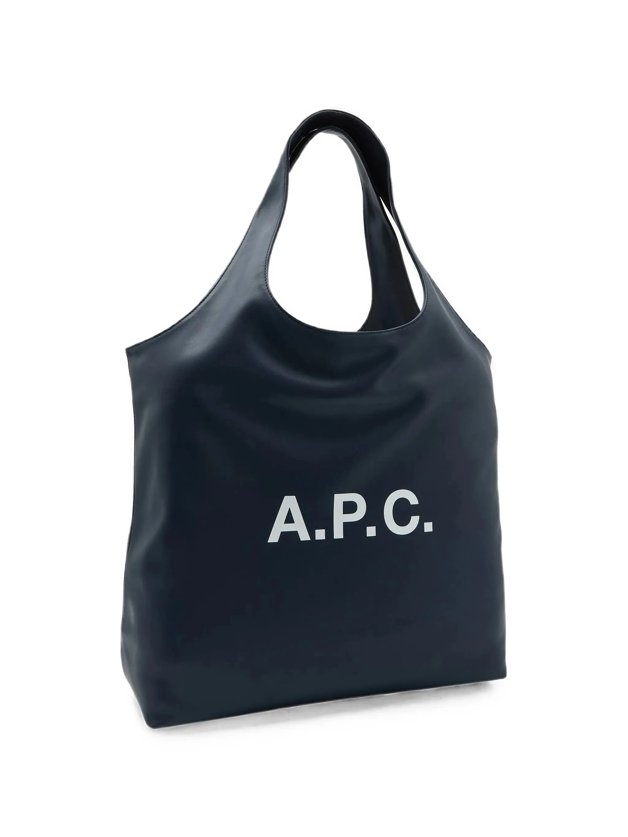 A.P.C. Two Top Handle Tote Bag with Interior Pocket, Front Logo Print (W 51 x H 27 x D 17 cm) - Image 3
