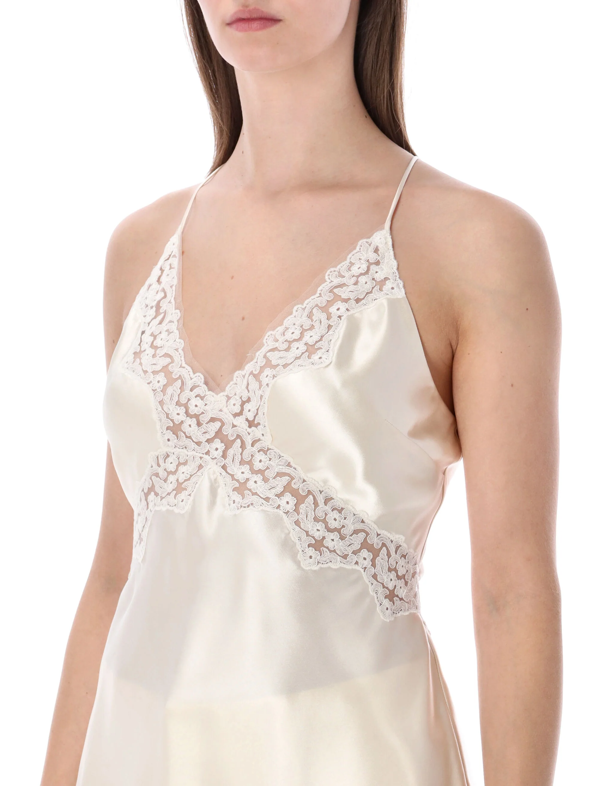 Alberta Ferretti Satin Top with Lace - Image 3