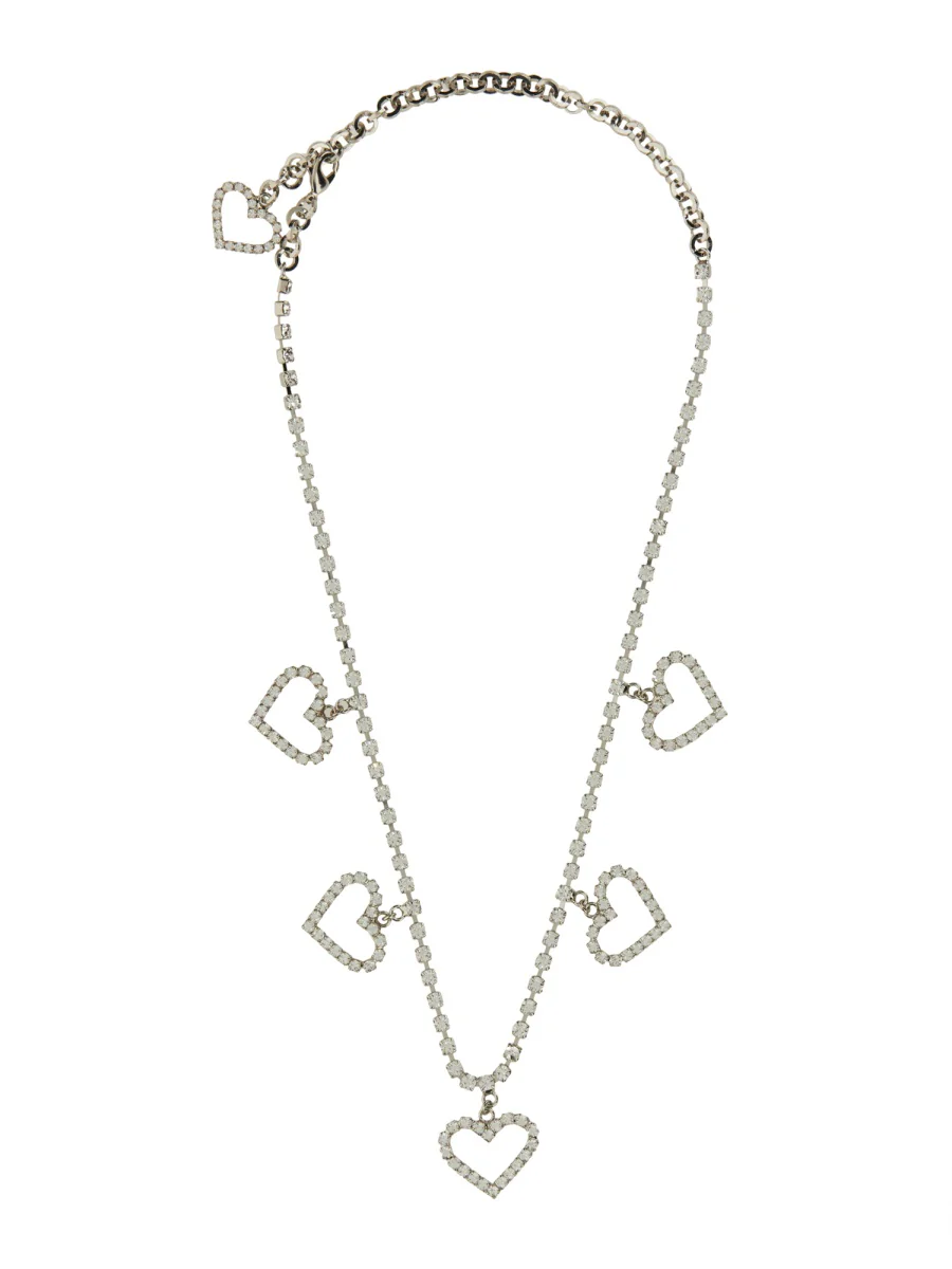 ALESSANDRA RICH Crystal Necklace with Heart Pendants - Image 3
