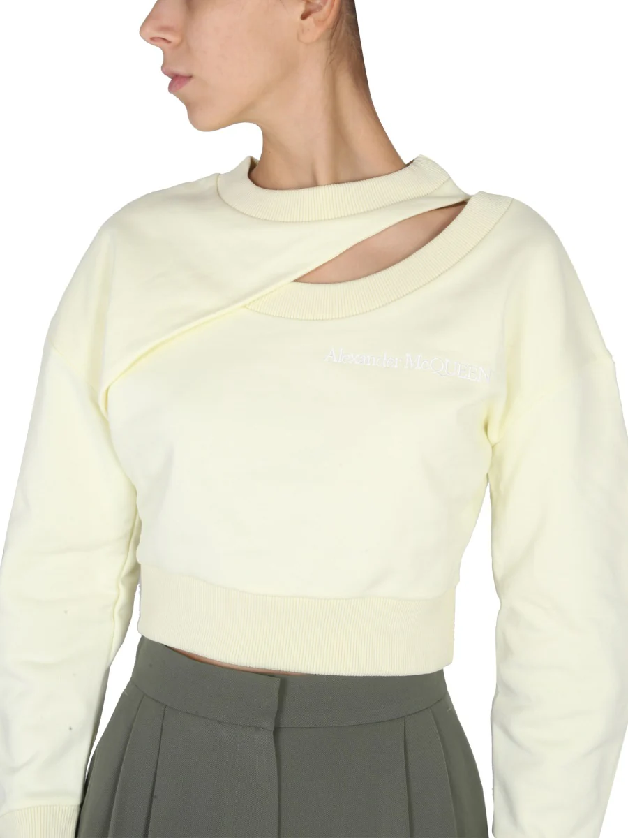 Alexander Mcqueen Cut-Out Detail Cropped Sweatshirt - Image 4