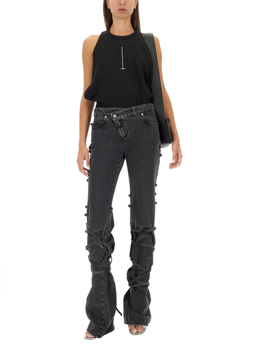 ALEXANDER McQUEEN Jeans with Knotted Detail in Cotton Denim - Image 2