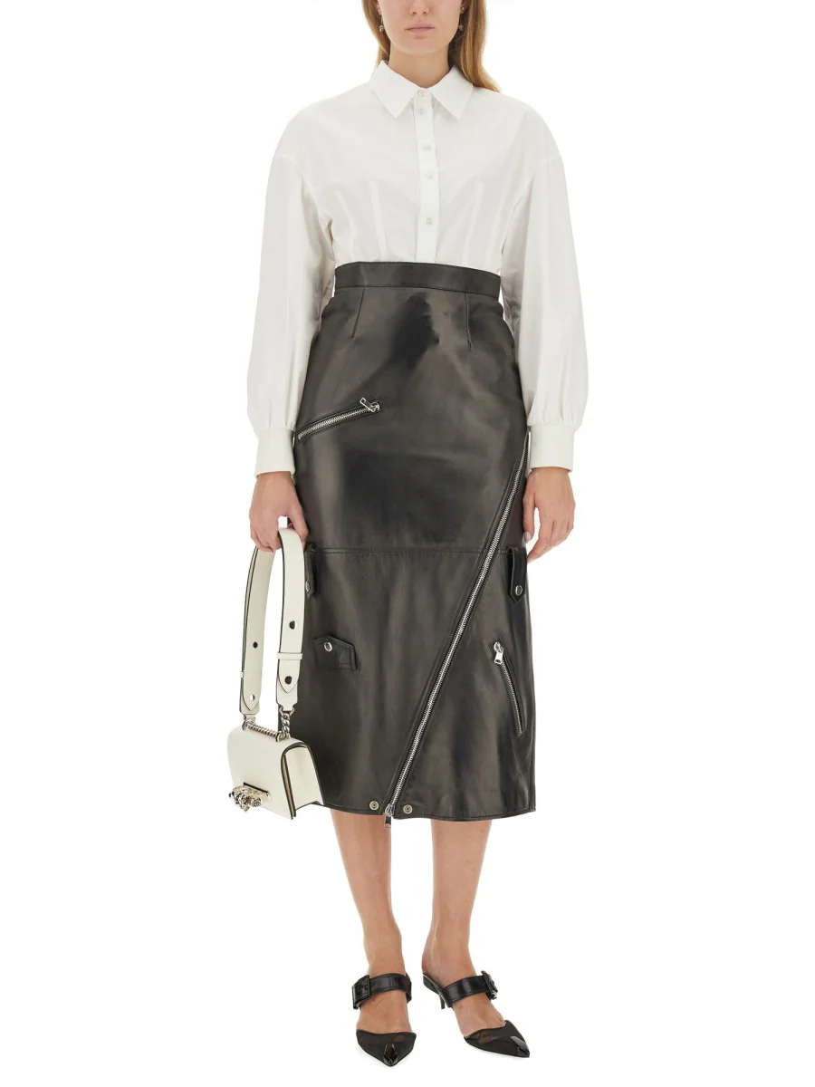 ALEXANDER McQUEEN Zip Detailed High-Waisted Midi Skirt - Image 3
