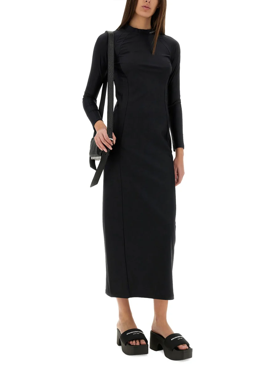 Alexanderwang.t T BY ALEXANDER WANG Logo Printed Slim Fit Midi Dress - Image 2