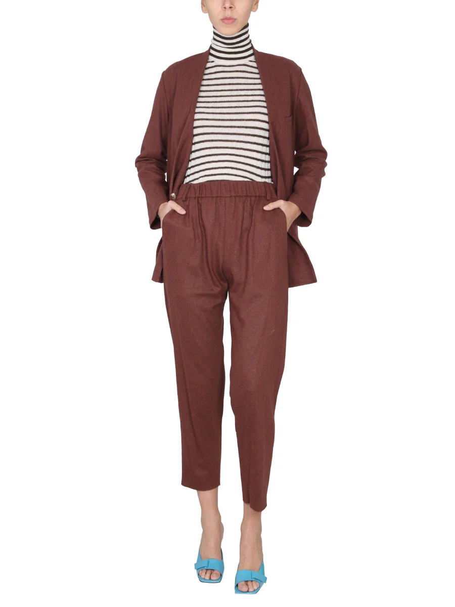 Alysi Elegant Cigarette Pants with Elastic Waistband - Image 2