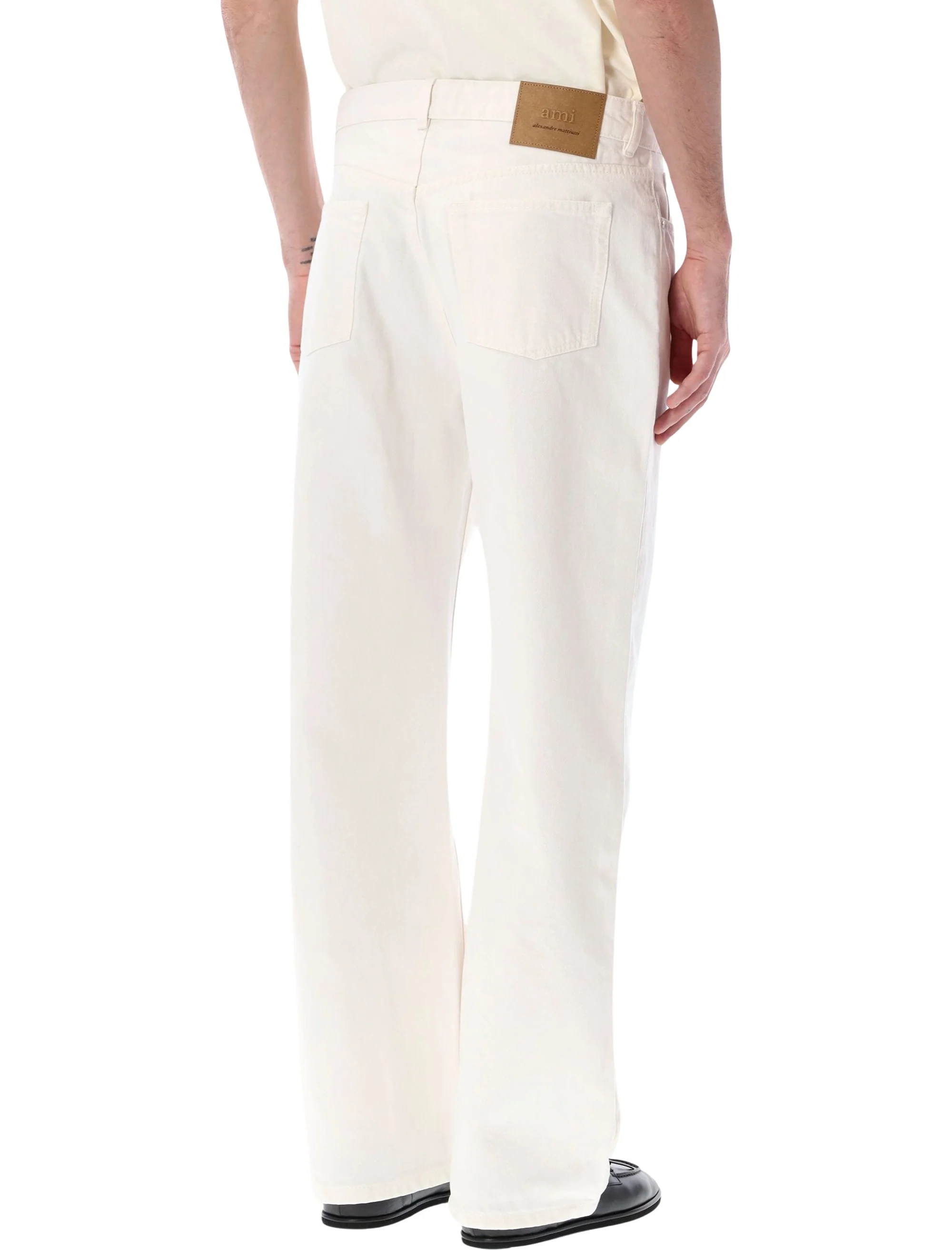 Ami Paris Ami-Inspired Cotton Twill Jeans with Relaxed Straight Leg & Back Patch - Image 2