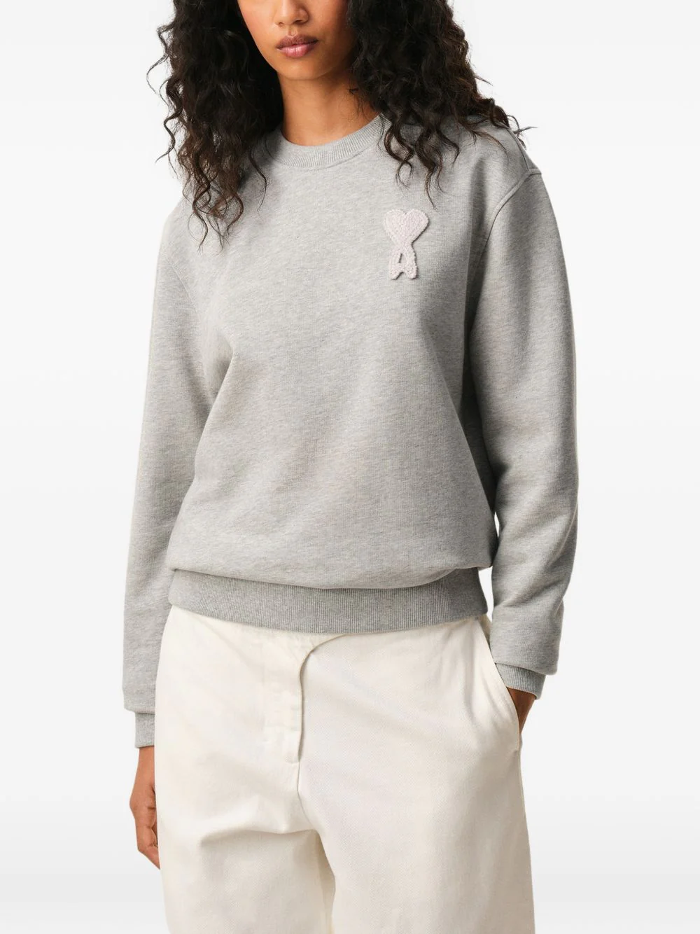 Ami Paris Classic Fit Sweatshirt with Crochet Appliqué - Image 5