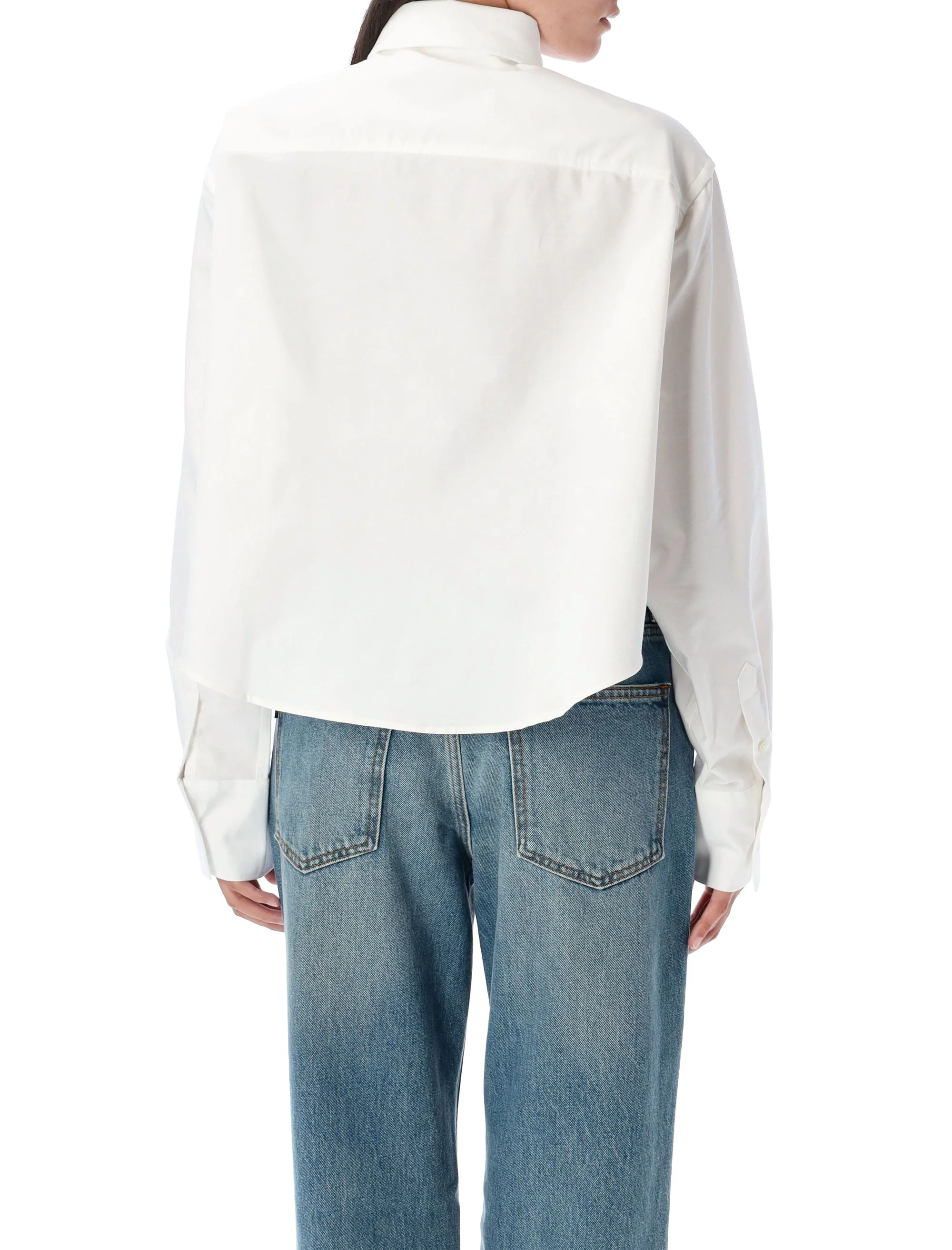 Ami Paris Cotton Ami de Coeur Cropped Oversized Shirt - Image 7
