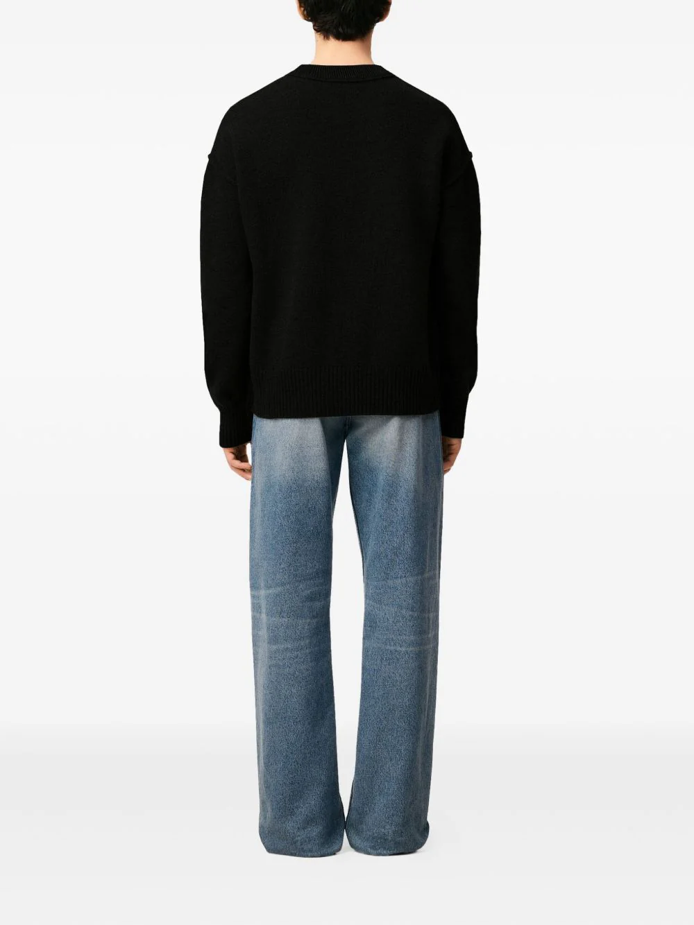 AMI PARIS Crewneck Sweater with Contrasted Ami de Coeur - Image 5