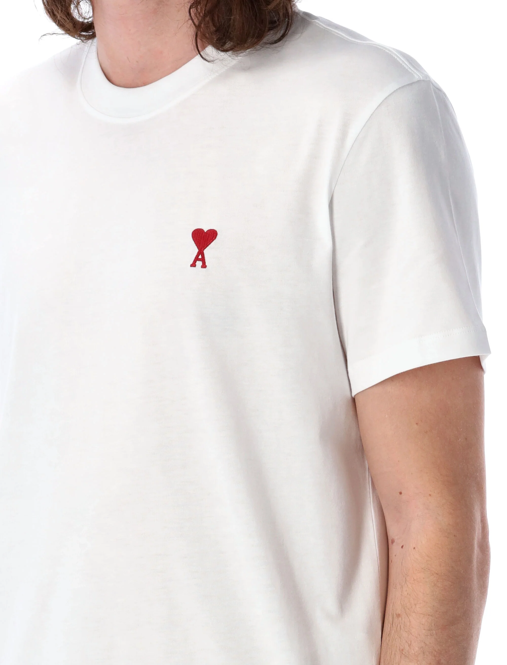Ami Paris Organic Cotton Mini Minimalist T-Shirt with Heart Logo Embroidery - Image 3