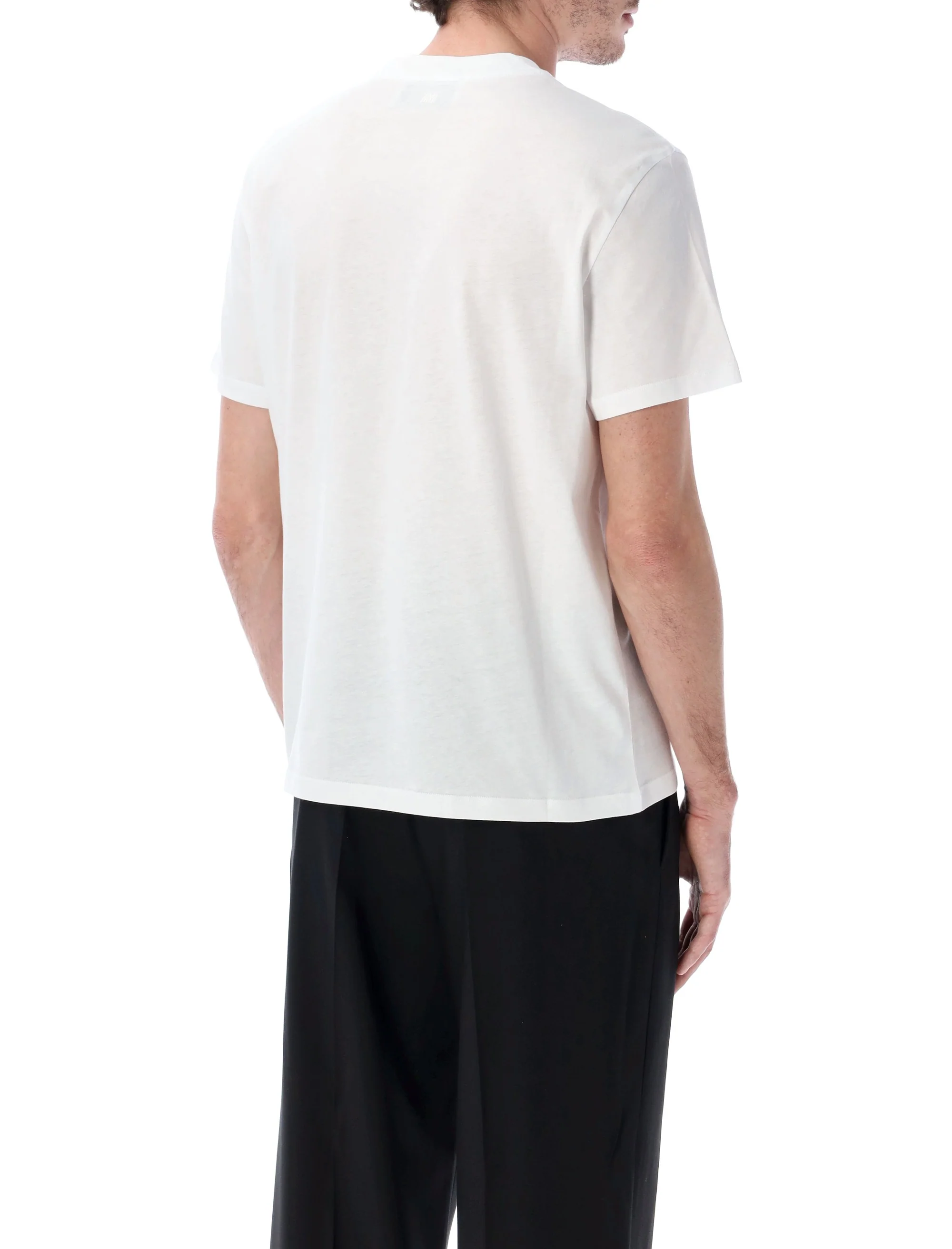 Ami Paris Organic Cotton Mini Minimalist T-Shirt with Heart Logo Embroidery - Image 5
