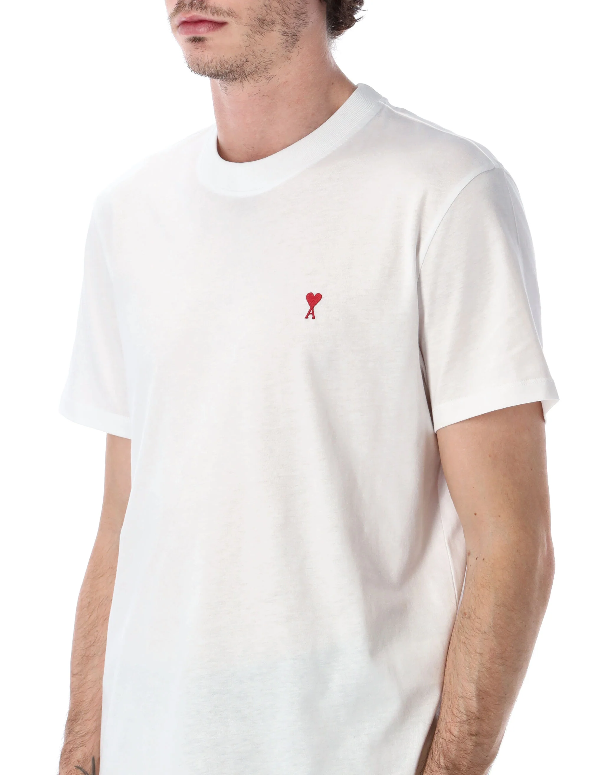 Ami Paris Organic Cotton Mini Minimalist T-Shirt with Heart Logo Embroidery - Image 6