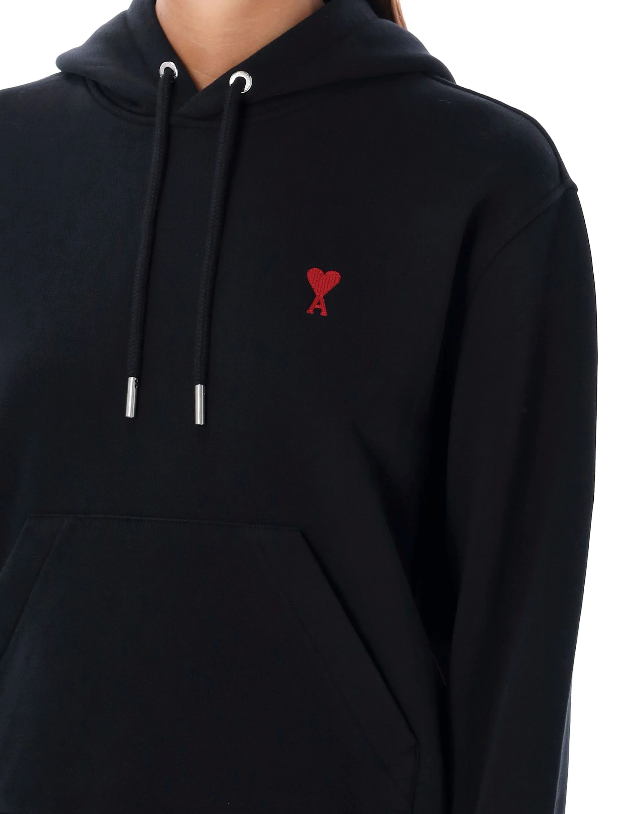 Ami Paris Relaxed Cotton Hoodie with Embroidered Heart Logo - Image 6