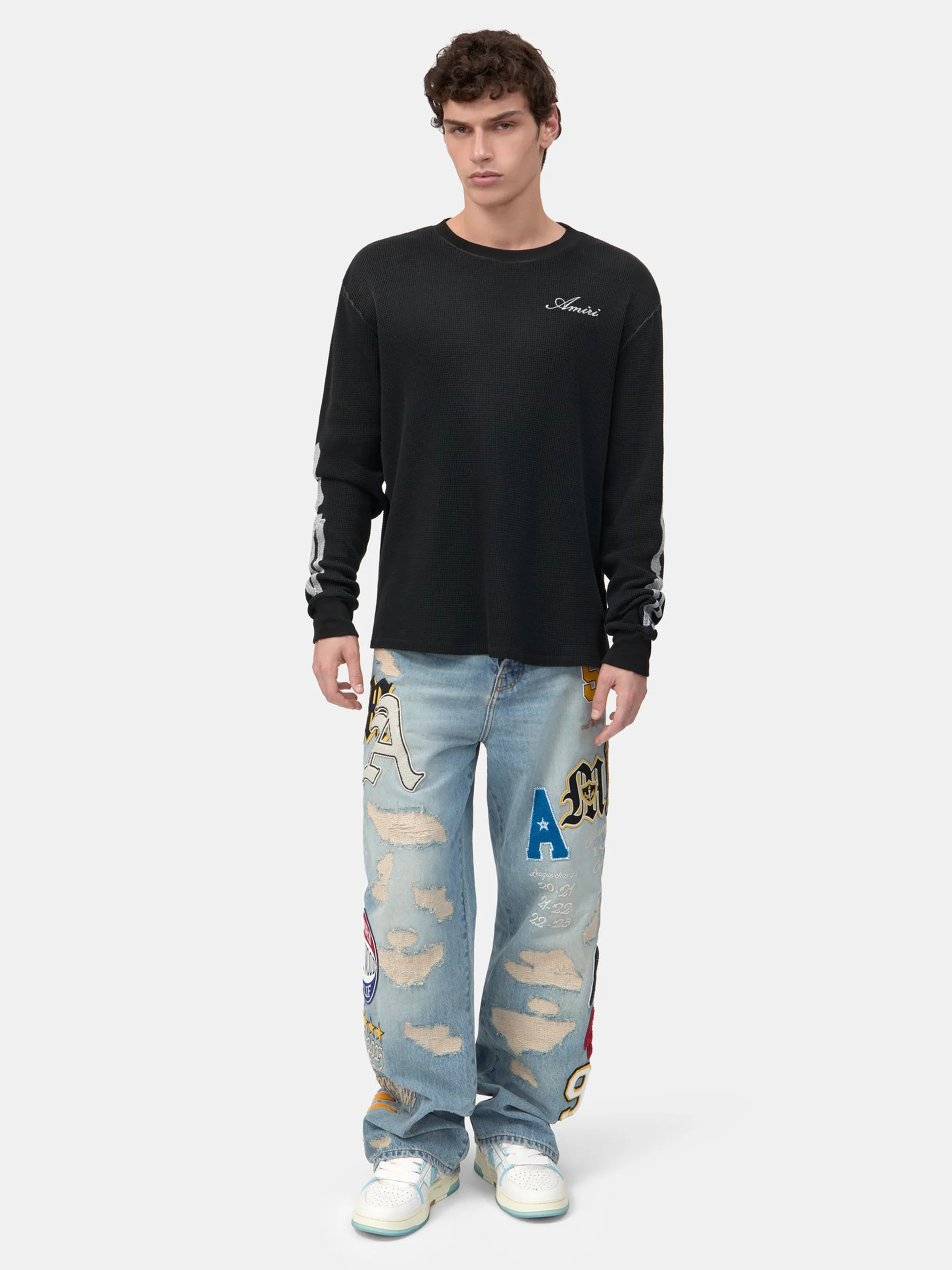Amiri Long Sleeve Embroidered Bones Motif T-Shirt - Size M - Image 2