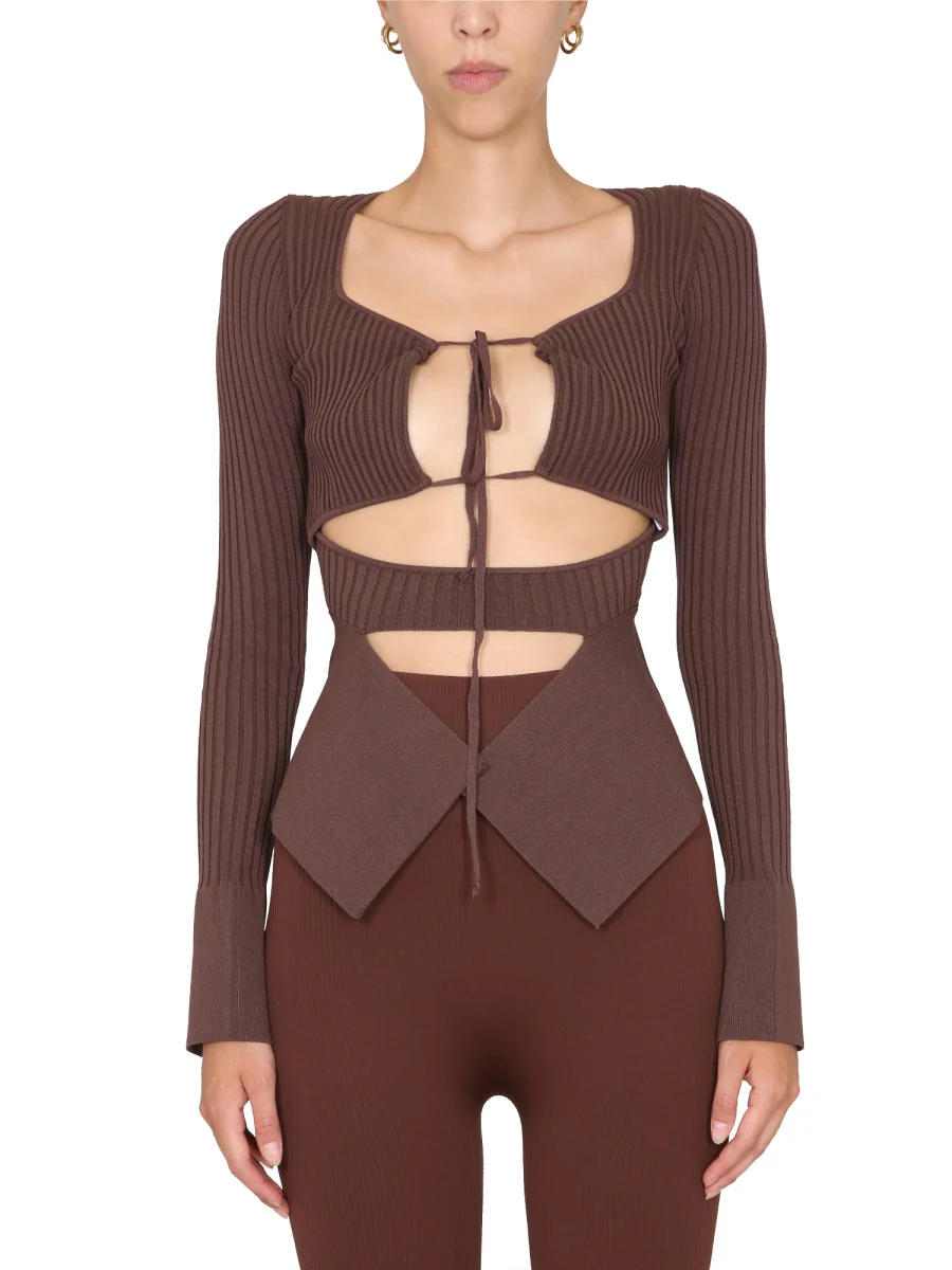 ANDREADAMO Wide Neckline Ribbed Top