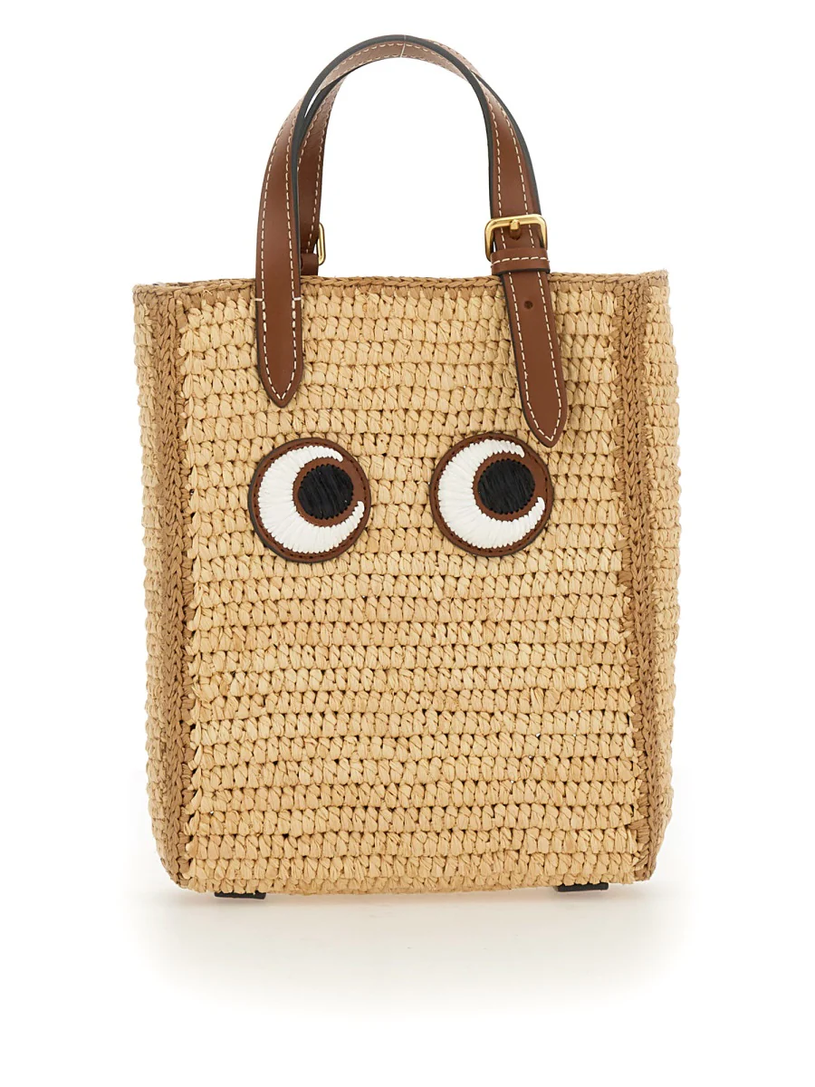 ANYA HINDMARCH Mini Raffia Cross-body Tote Bag with Eyes - Image 2