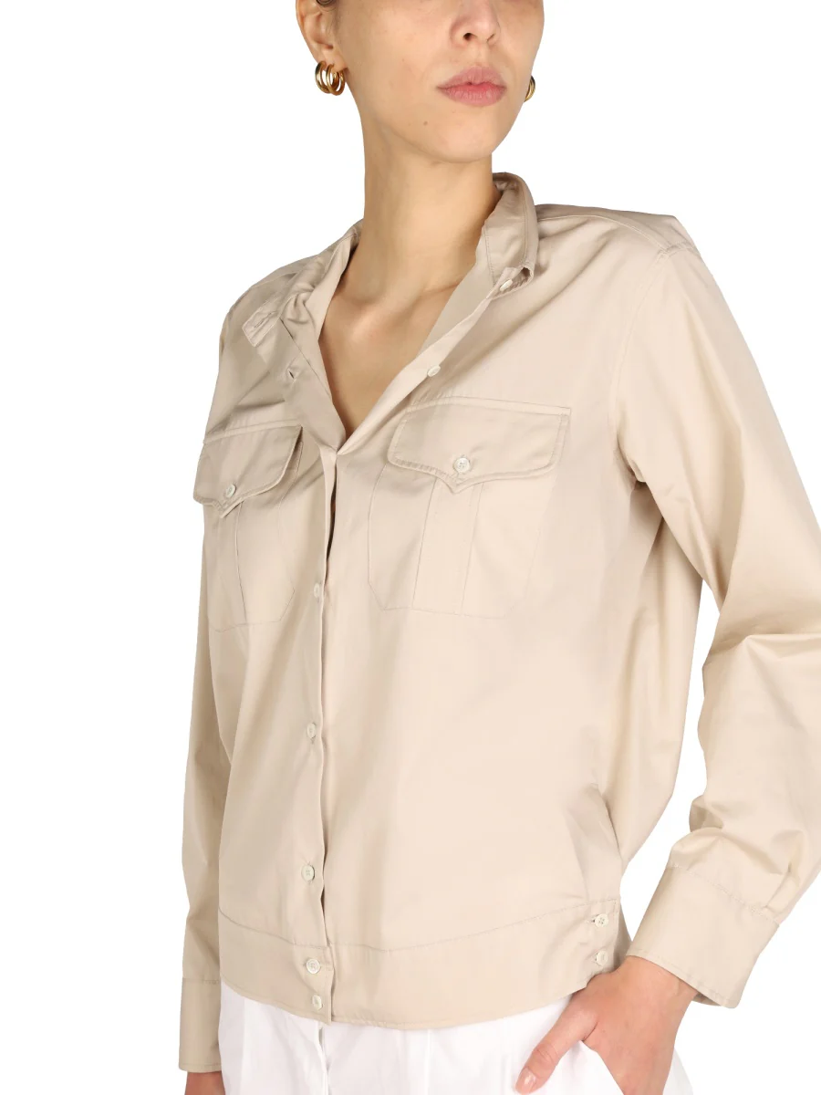 Aspesi Chic Pointed Collar Poplin Shirt - Image 3