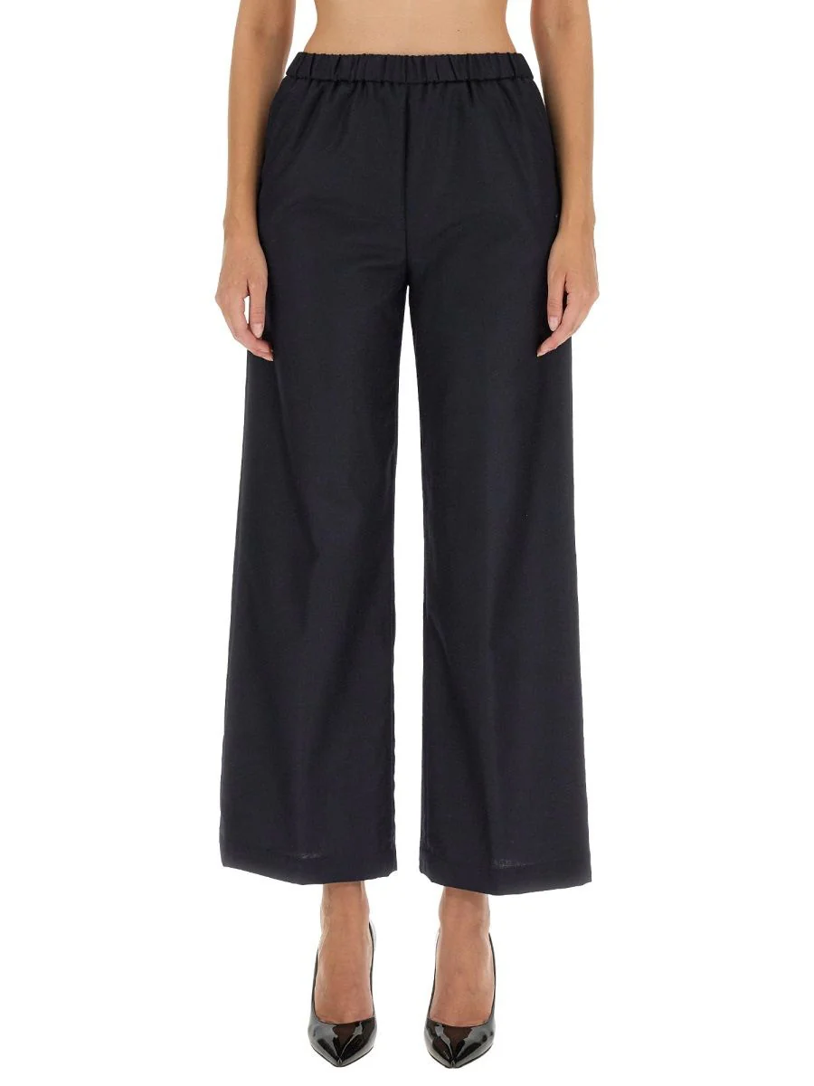 Aspesi Wide Leg Virgin Wool-Cashmere Blend Flannel Pants - Image 6