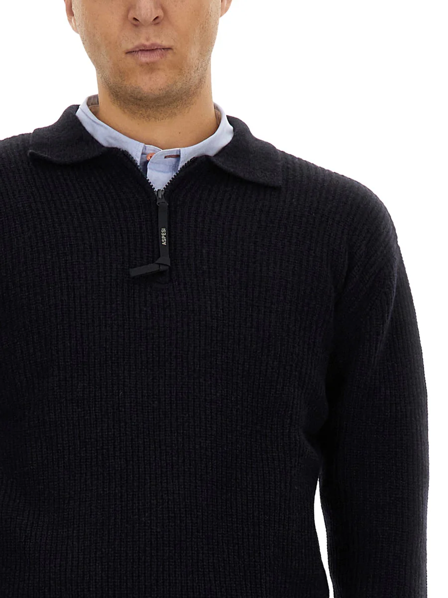 ASPESI Wool Knit Half-Zip Sweater - Image 3