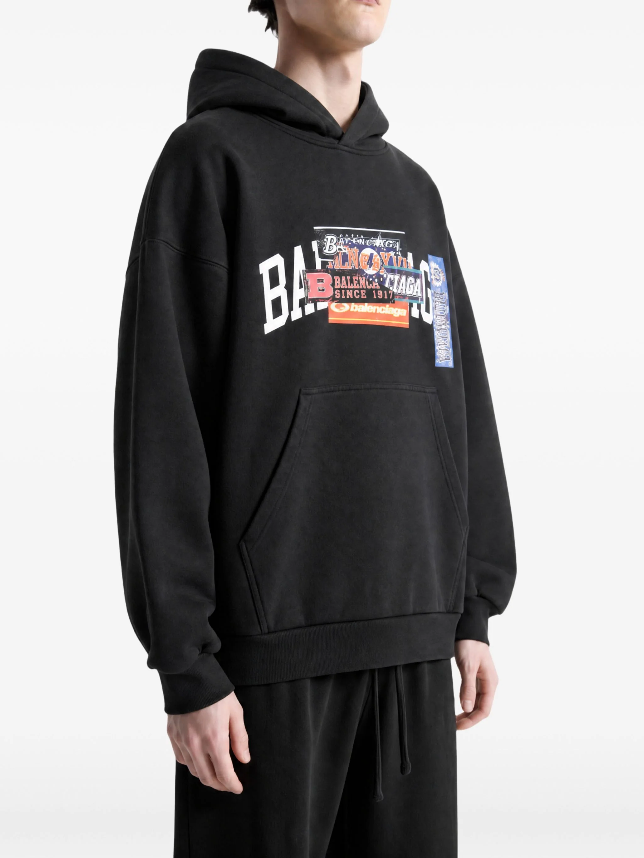 Balenciaga Logo-Print Cotton Hoodie for Men - Image 3