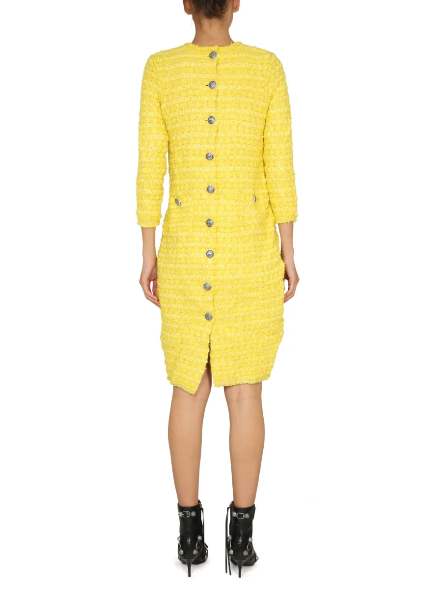 BALENCIAGA TWEED KNIT BACK-TO-FRONT SHORT DRESS - Image 3