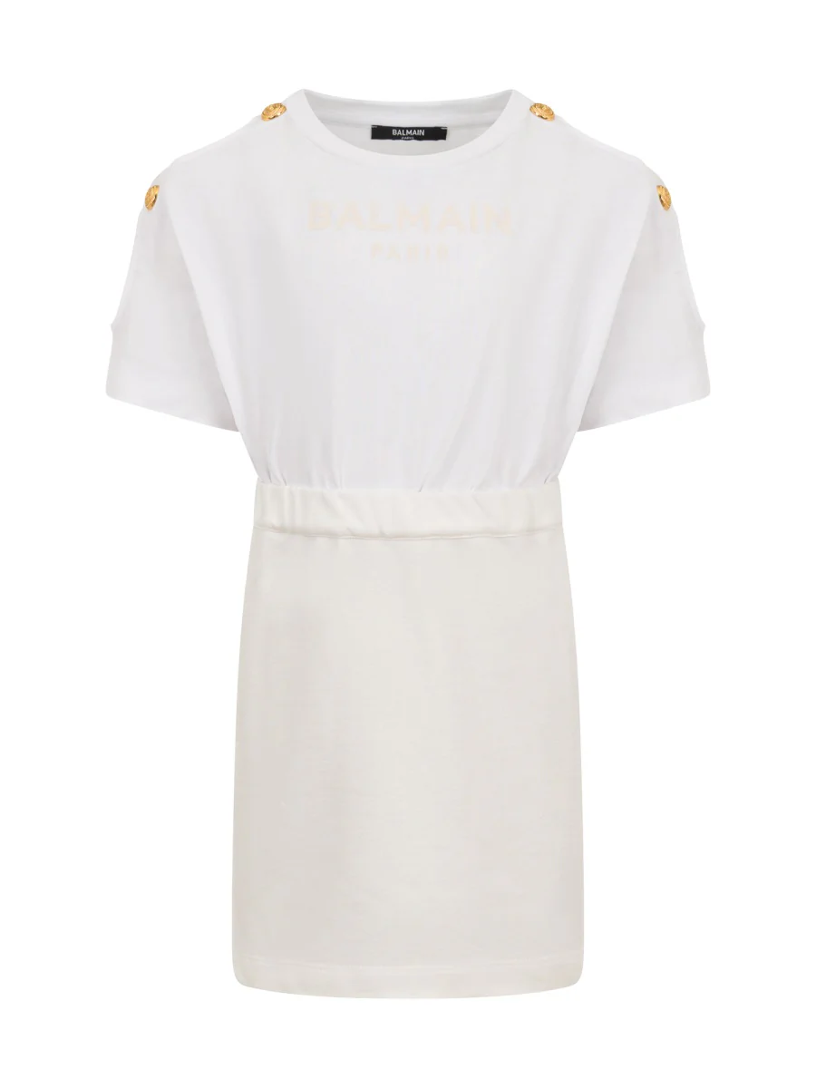 BALMAIN Button-detail Short-sleeve Mini Dress