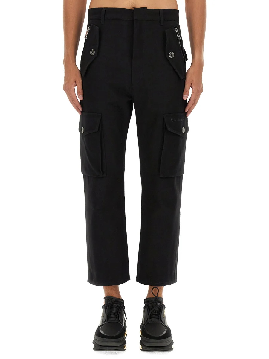 BALMAIN Cropped Cotton Cargo Trousers
