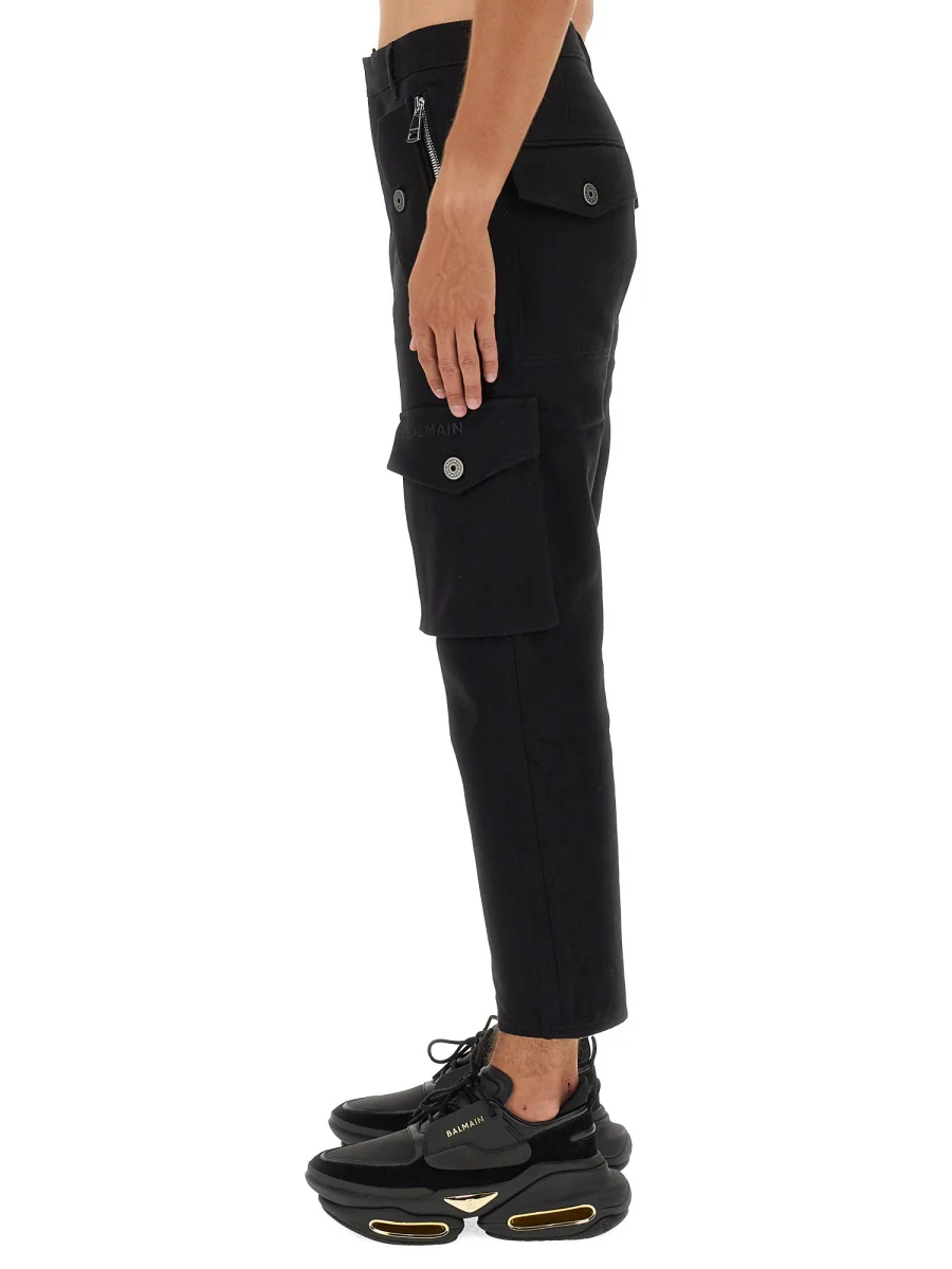 BALMAIN Cropped Cotton Cargo Trousers - Image 4