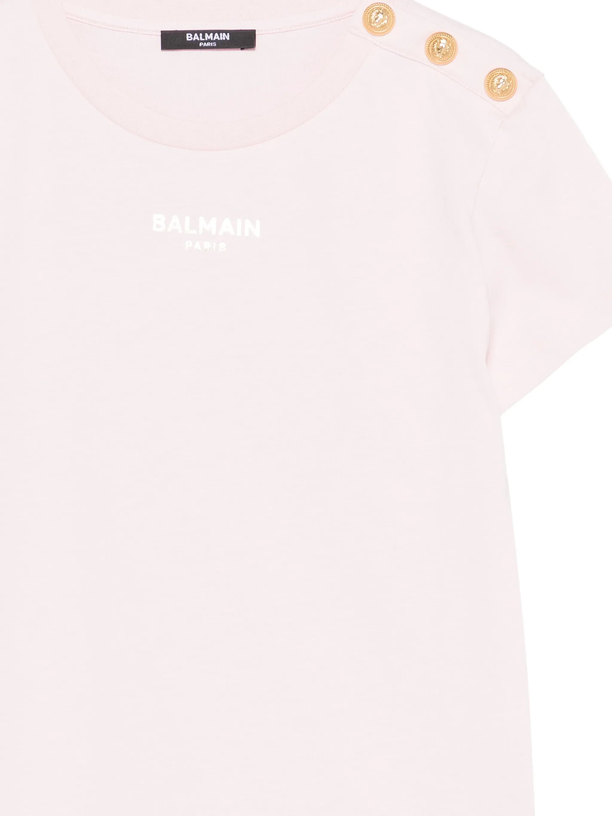 Balmain Mini Decorative Neck T-Shirt with Gold Buttons - Image 3