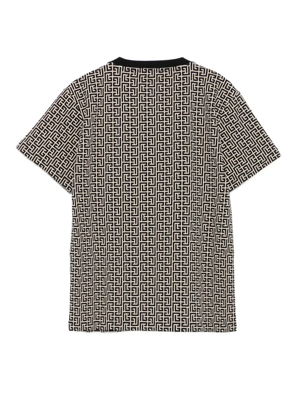 Balmain Mini Round Neck T-Shirt with Contrast Ribbed Finish - Image 4