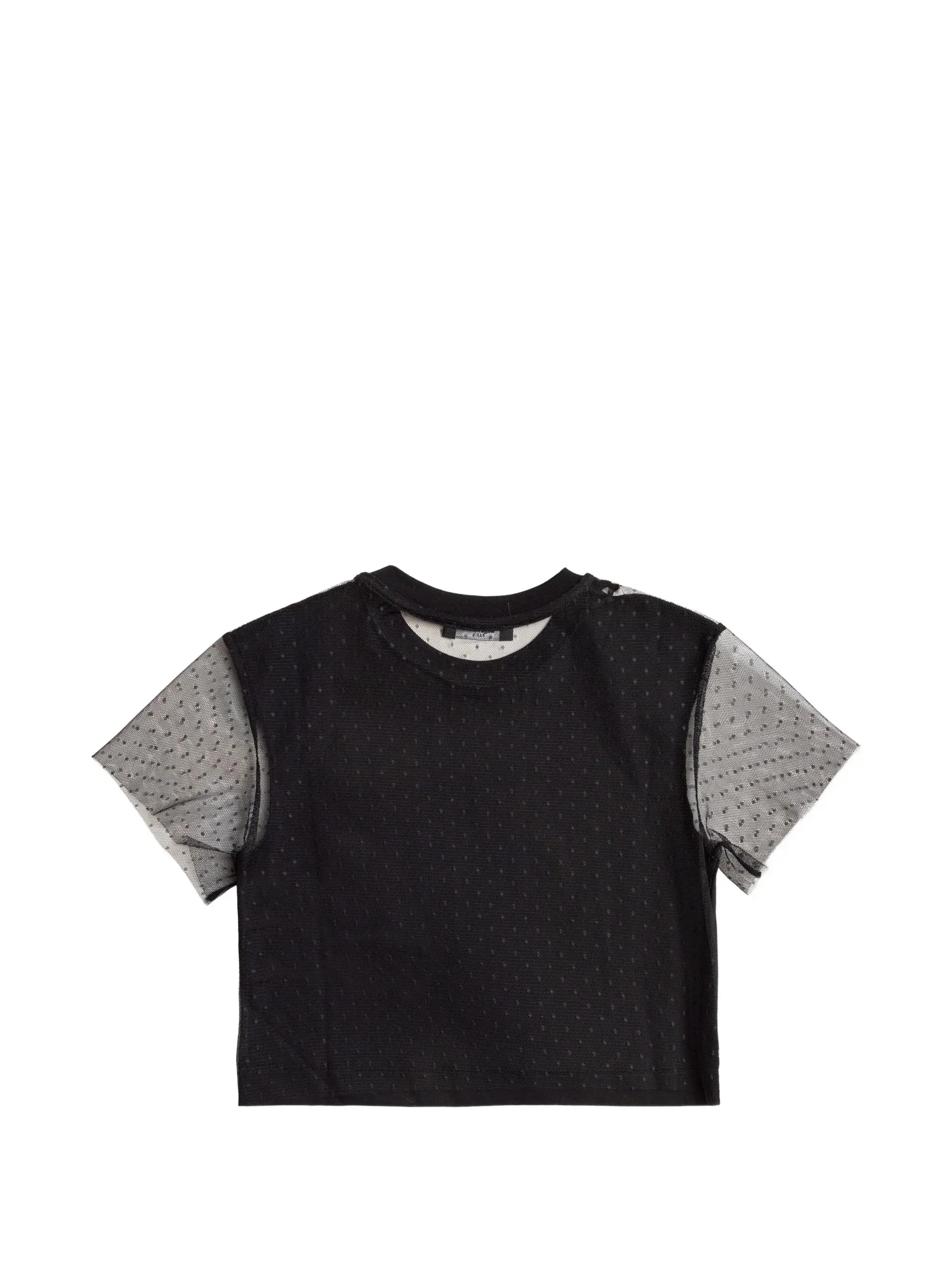Balmain Mini Tulle Sleeve Top with Front Logo - Image 2