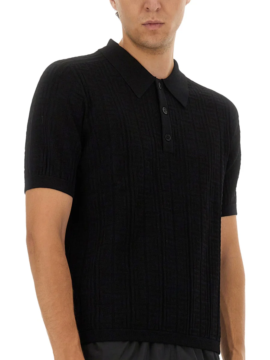 BALMAIN Monogram Knit Polo Shirt - Image 4