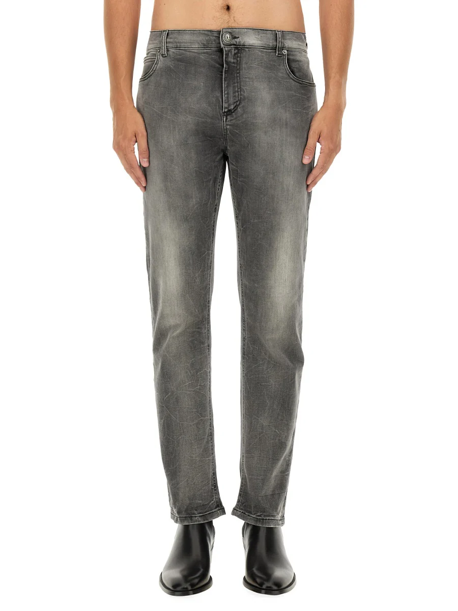 BALMAIN Regular Fit Cotton Stretch Denim Jeans
