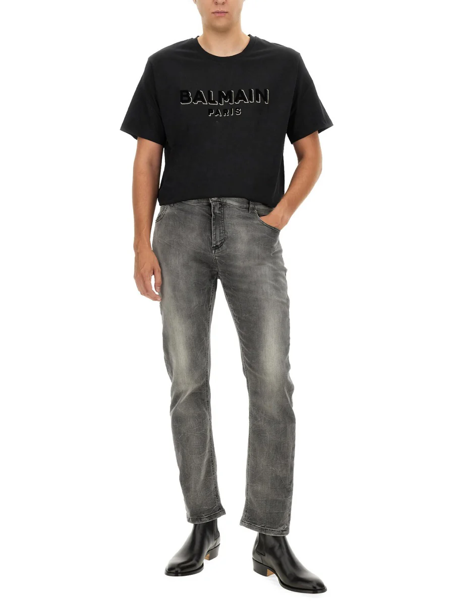 BALMAIN Regular Fit Cotton Stretch Denim Jeans - Image 2