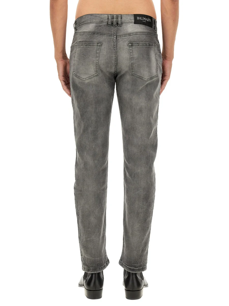 BALMAIN Regular Fit Cotton Stretch Denim Jeans - Image 3
