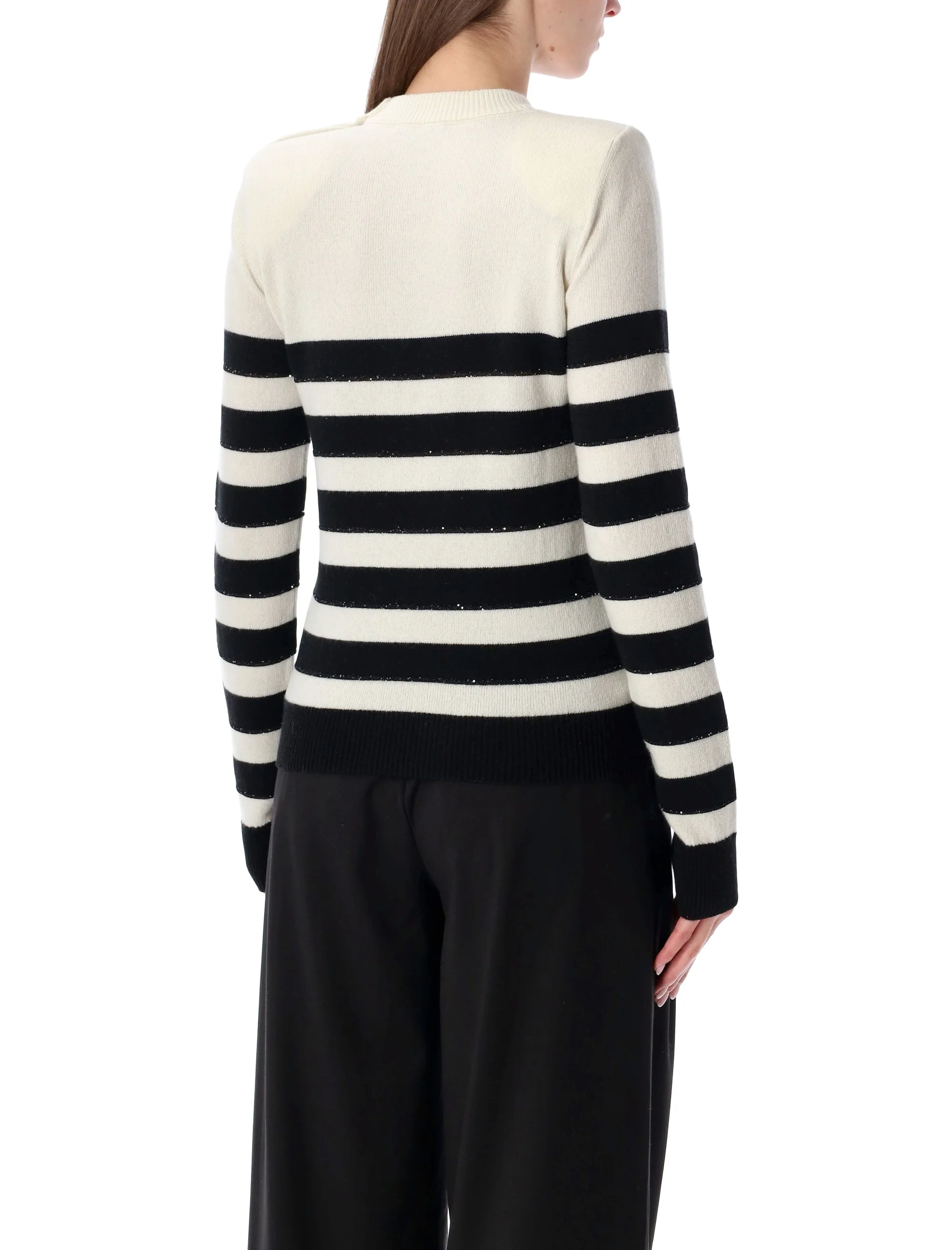 Balmain Striped Buttoned Knit Jumper - Image 2