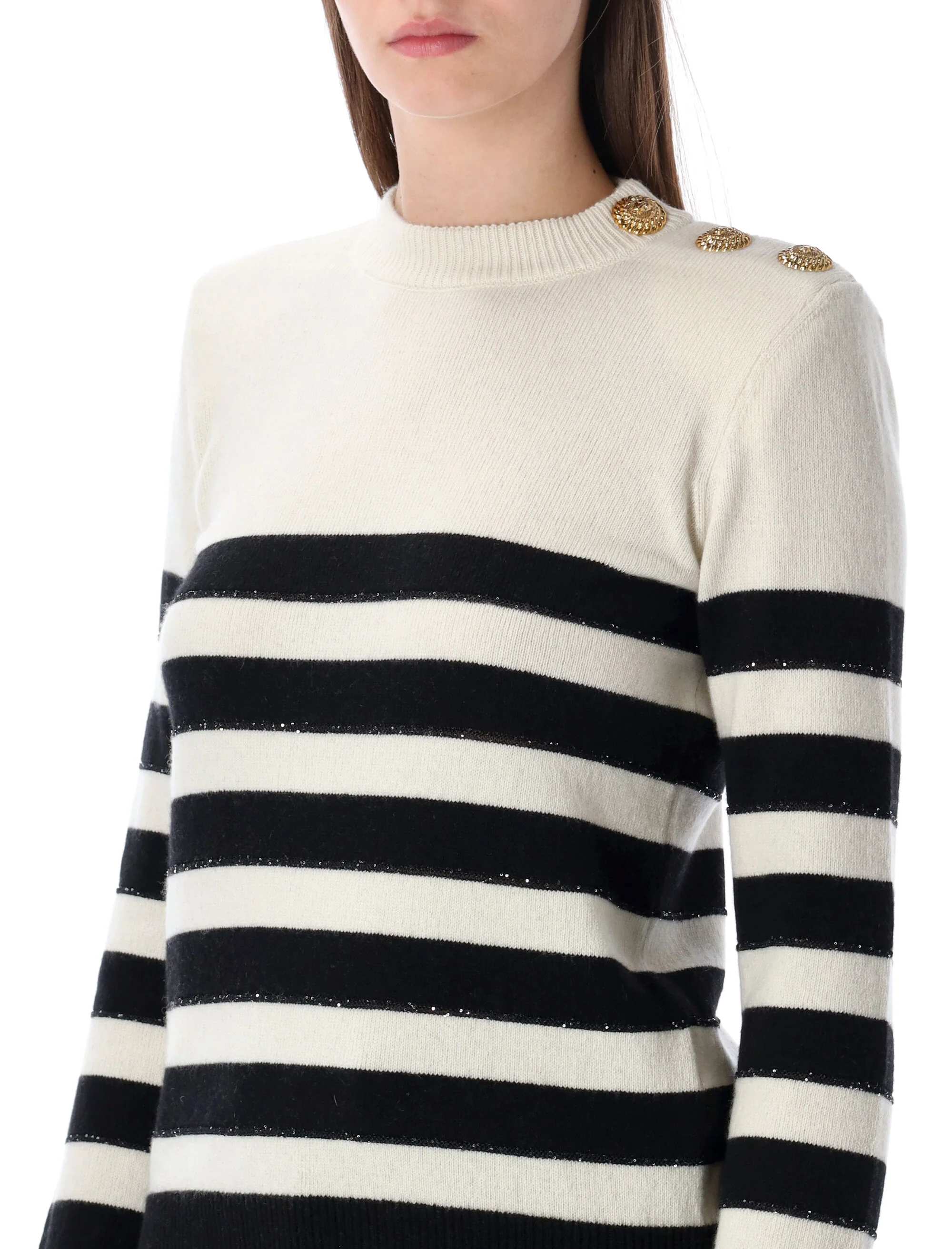 Balmain Striped Buttoned Knit Jumper - Image 3