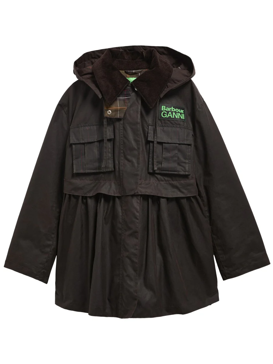 BARBOUR X GANNI Peplum Wax Jacket in Tartan - Image 7