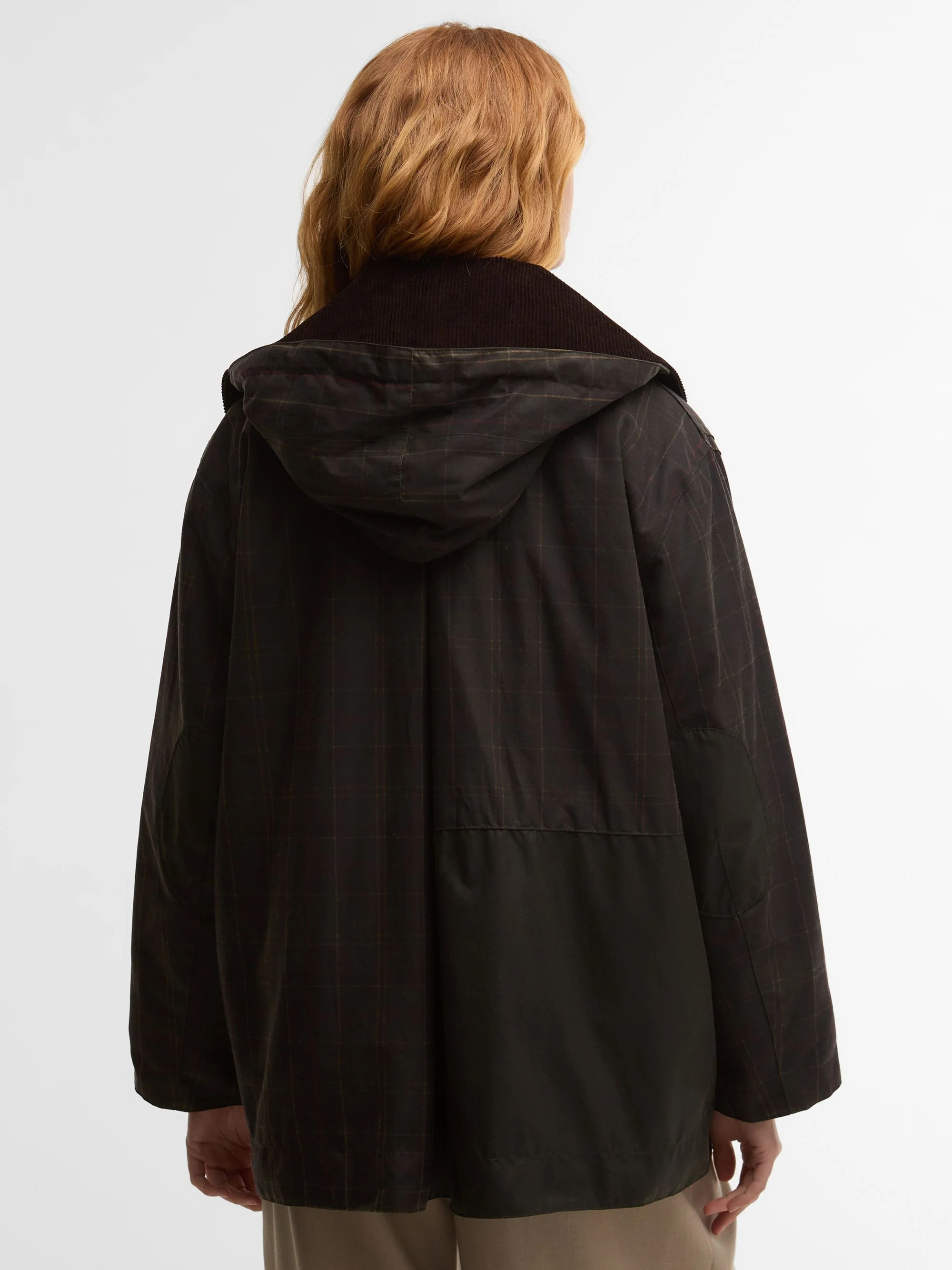 Barbour X Ganni Waterproof Duffle Jacket with Corduroy Collar and Tartan Details - Image 3