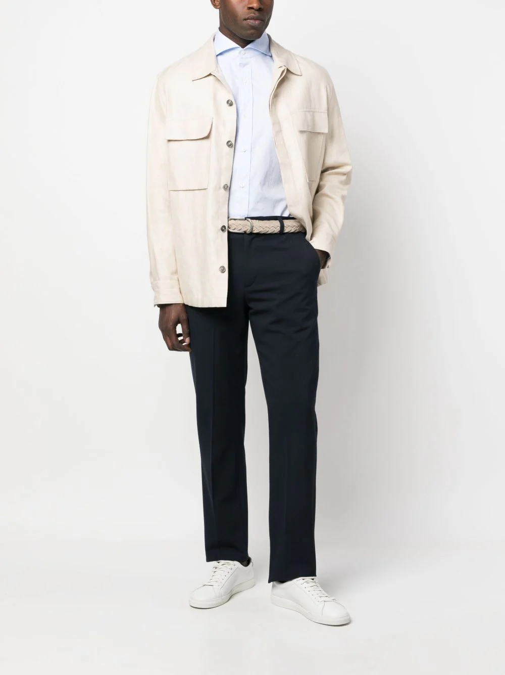 Borrelli Light Cotton Long Sleeve Button-Up Shirt for Men - Image 2