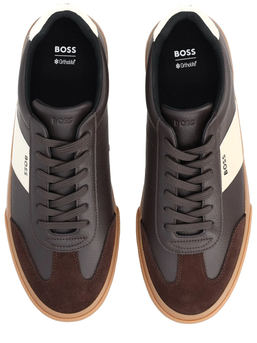 BOSS Grained Faux-leather Trainers with Leather Trims - Image 3