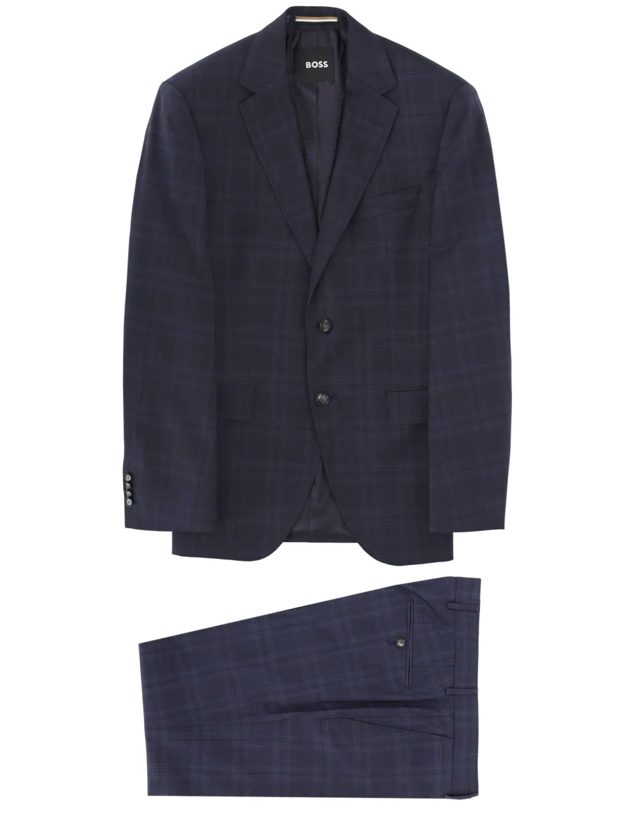 BOSS Two-piece Regular-fit Suit in Checked Virgin Wool