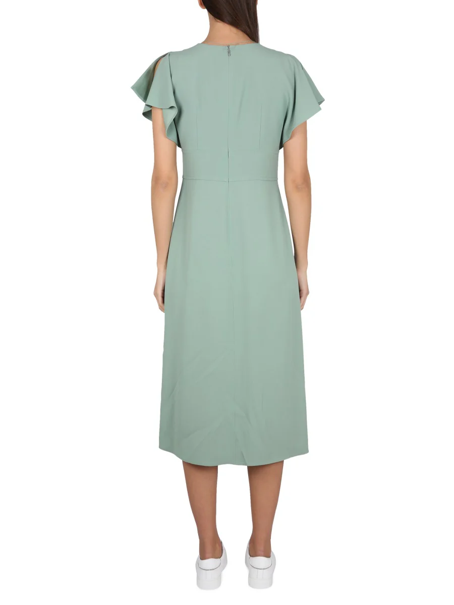 Boss V-Neck Mini Dress with Back Zipper Closure - Image 3