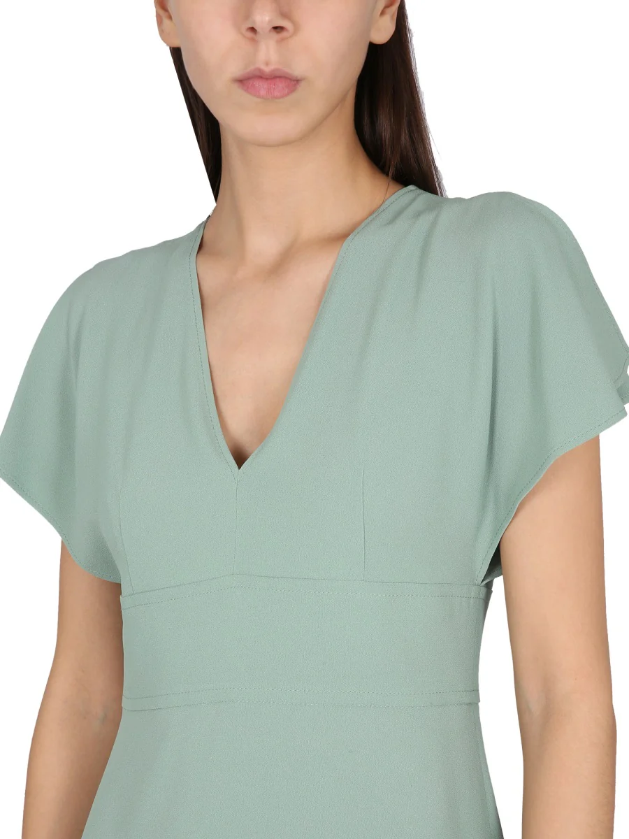 Boss V-Neck Mini Dress with Back Zipper Closure - Image 4