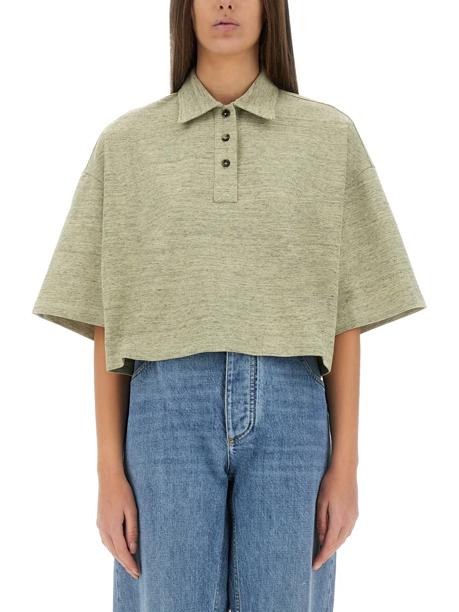 BOTTEGA VENETA POLO in COTONE PIQUÉ EFFETTO CREPE de CHINE - Image 5