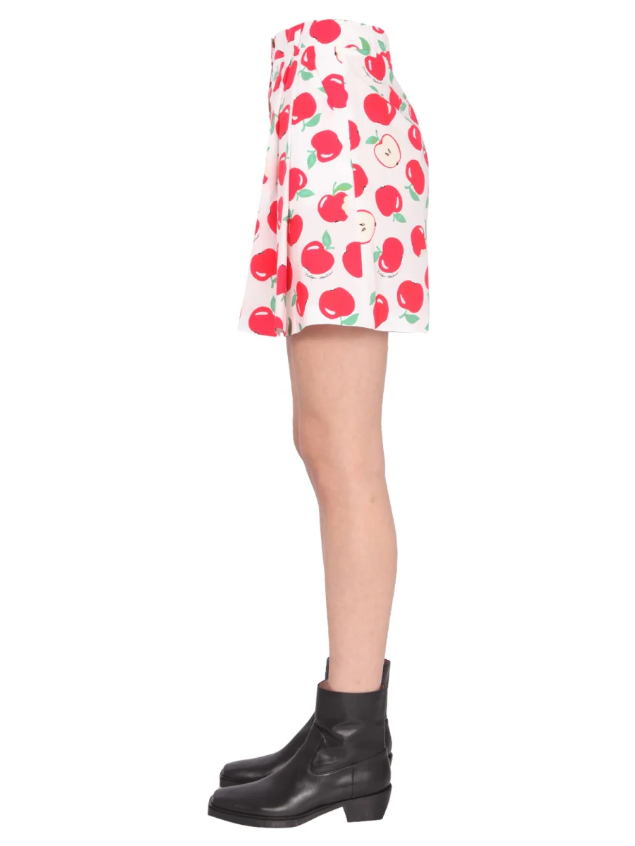 BOUTIQUE MOSCHINO COTTON POPLIN SHORTS with APPLE PRINT - Image 3