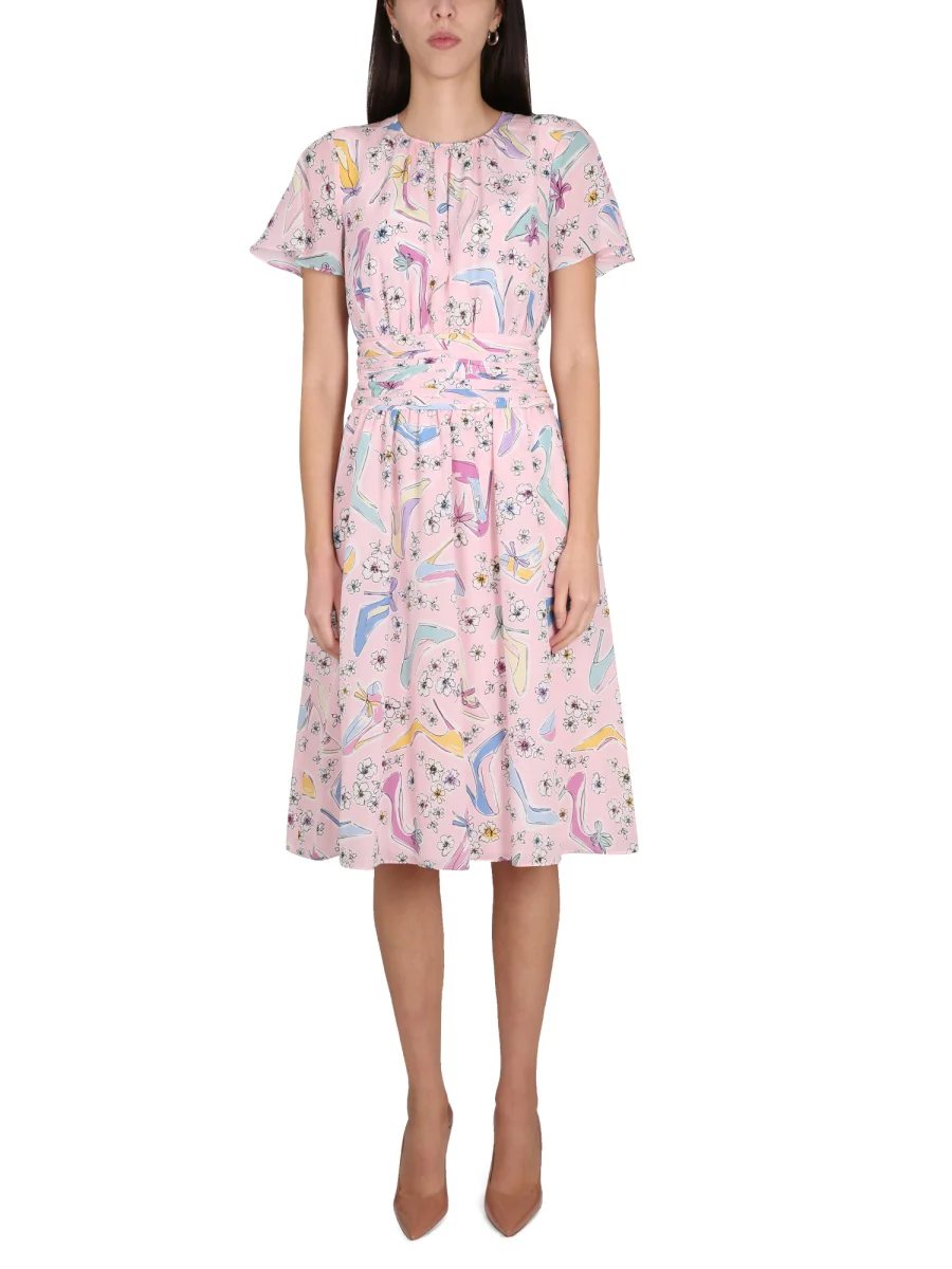 BOUTIQUE MOSCHINO Heels and Flowers" Silk Dress